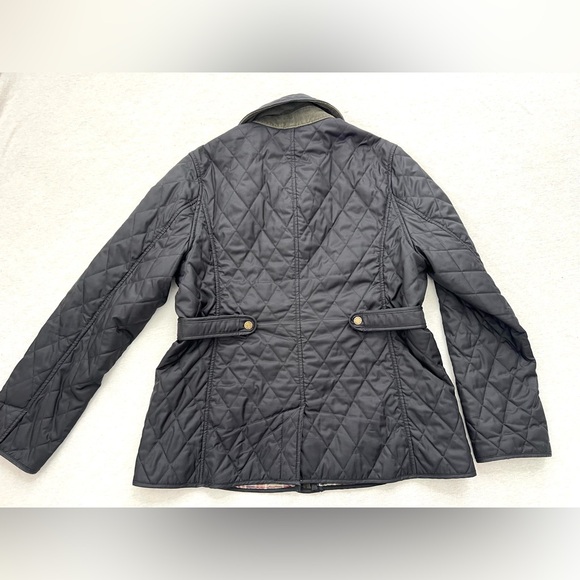 L.L. Bean Black Quilted Riding Jacket with Plaid Lining Fisherman Coastal - Picture 6 of 9